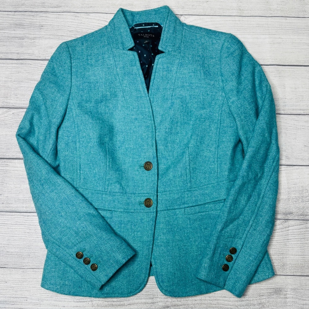 Talbots Teal Blazer with Button Accents
